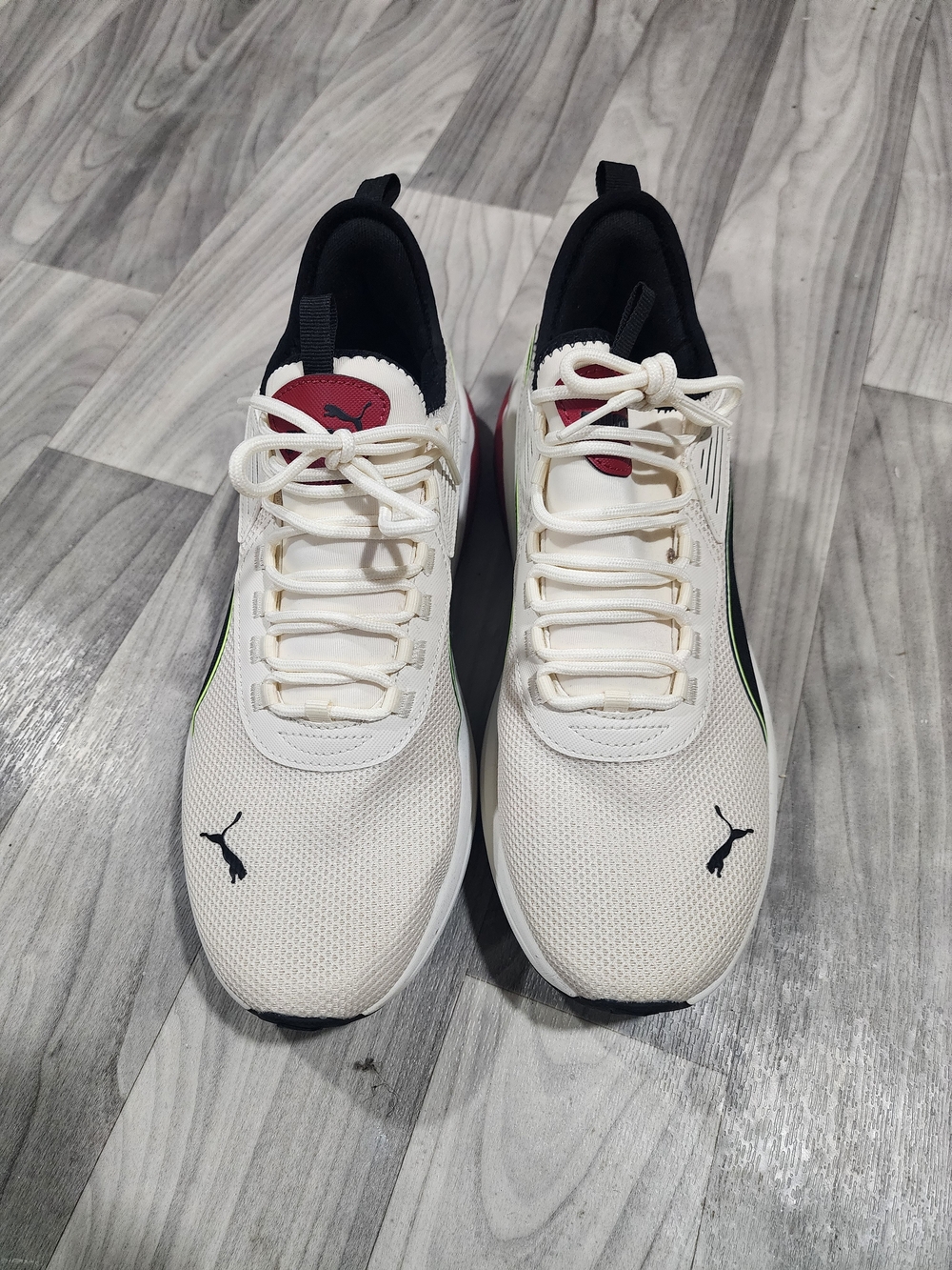 Puma Men’s White Mesh Athletic Sneakers with Black Accents